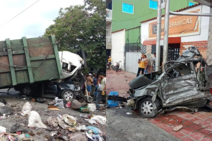 Camión del aseo perdió los frenos y destrozó varios carros en Táchira