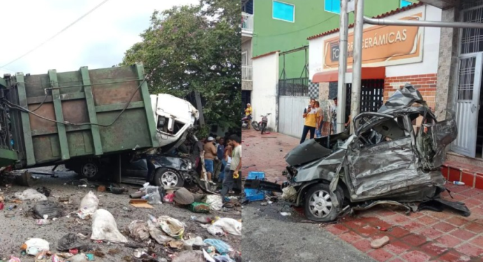Camión del aseo perdió los frenos y destrozó varios carros en Táchira