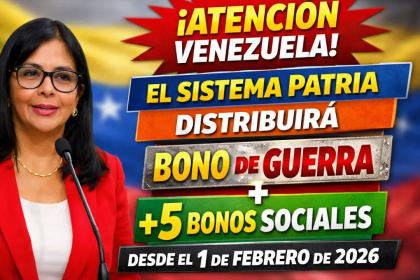 El Sistema Patria comenzará a distribuir el Bono de Guerra y otros cinco bonos sociales a partir del 1 de febrero de 2026