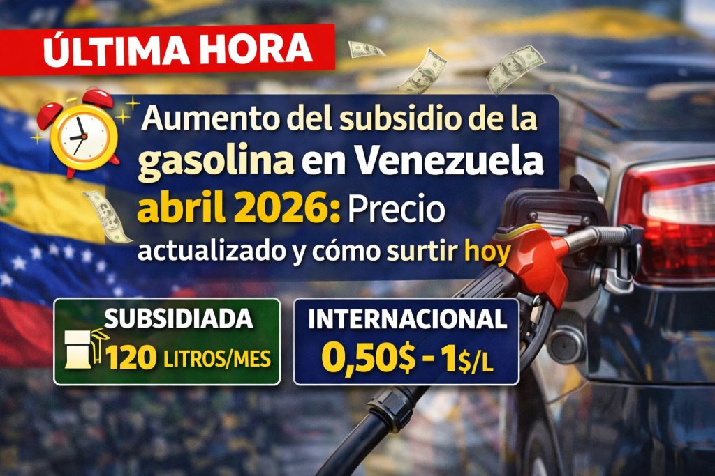 Gasolina en Venezuela Abril 2026 precio subsidio patria