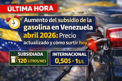 Gasolina en Venezuela Abril 2026 precio subsidio patria