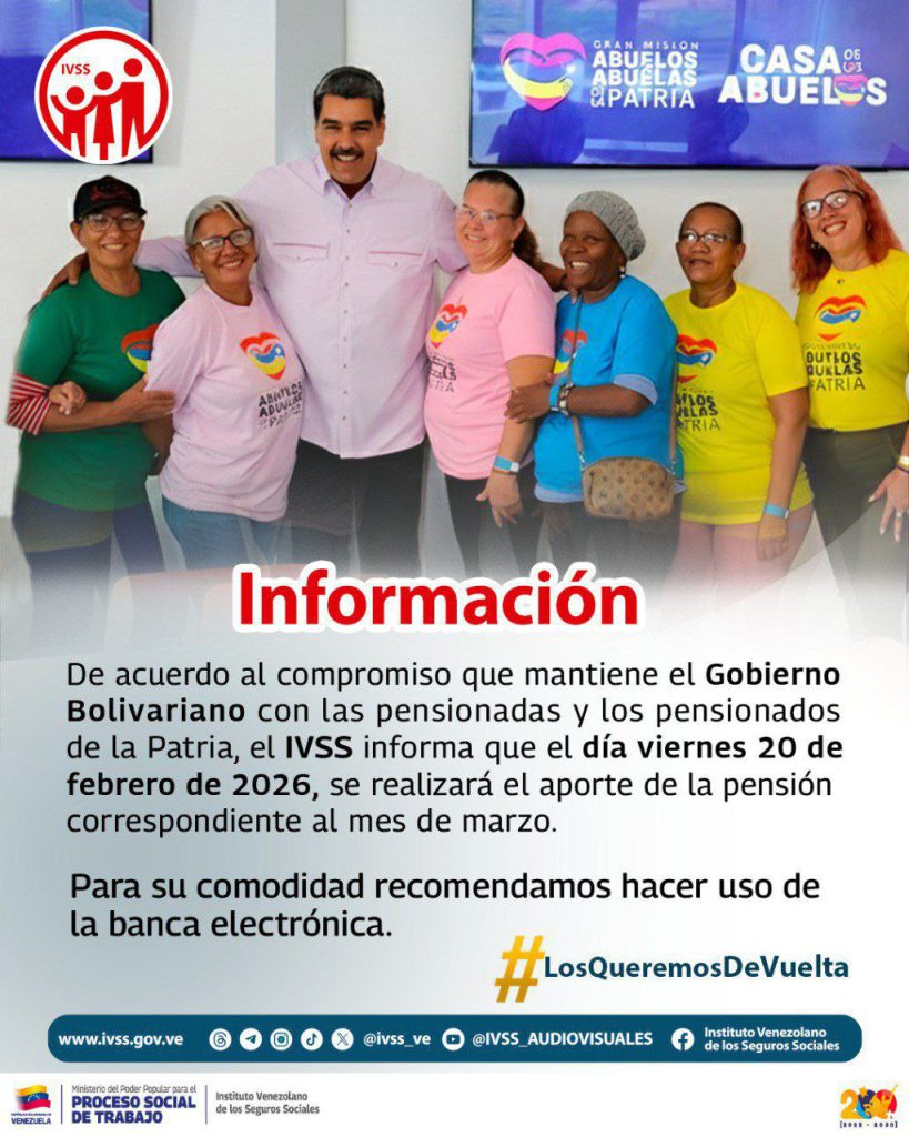 Bono de Guerra Pensionados Marzo 2026 / Foto Oficial del IVSS