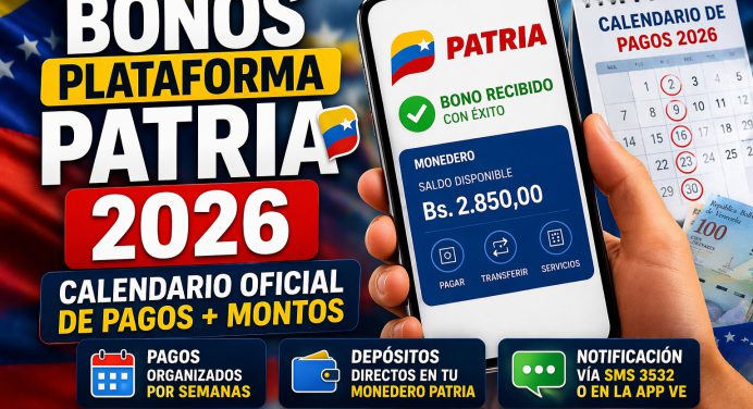 Bonos Plataforma Patria 2026 hoy (Calendario oficial de pagos y montos actualizados)