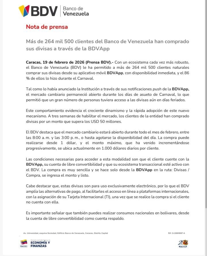 Comunicado Oficial Banco de Venezuela/ ¡Dólares en tu Cuenta BDV HOY! Guía Fácil, Rápida y Segura 2026