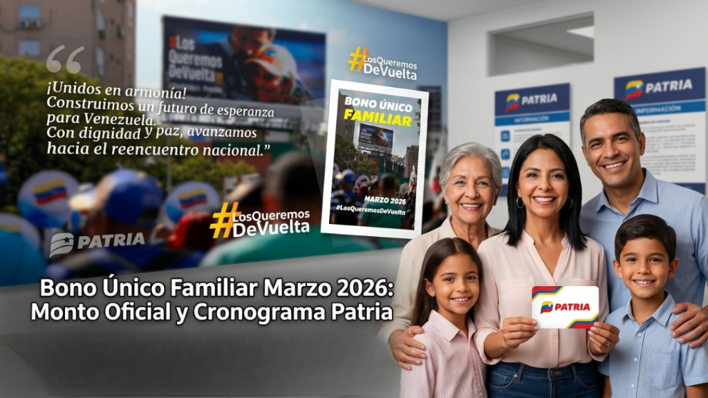 Bono Único Familiar Marzo 2026: Monto Oficial y Cronograma Patria