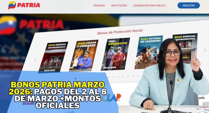 Bonos Patria Marzo 2026: Pagos del 2 al 8 de Marzo +Montos Oficiales