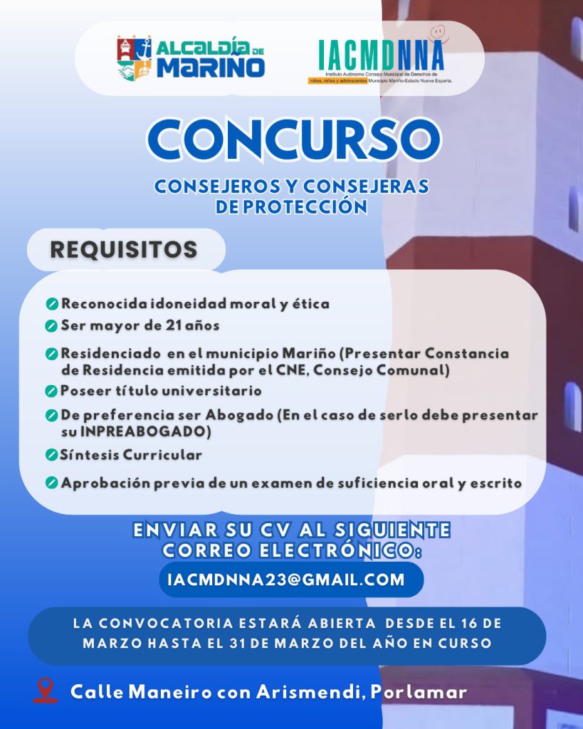 Mariño llama a concurso para Consejeros de Protección