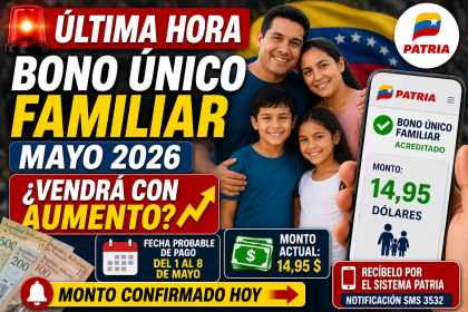 ATENCIÓN: Bono Único Familiar Mayo 2026 ¿Vendrá con aumento? Fecha de pago y monto actualizado