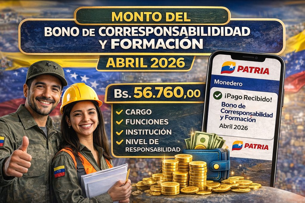monto bono corresponsabilidad formación abril 2026 bolívares