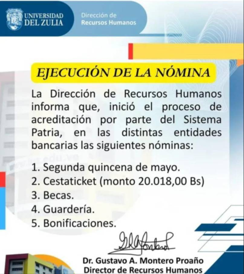 Ministerio de Educación inicia pago de la segunda quincena y Cestaticket de Mayo 2026
