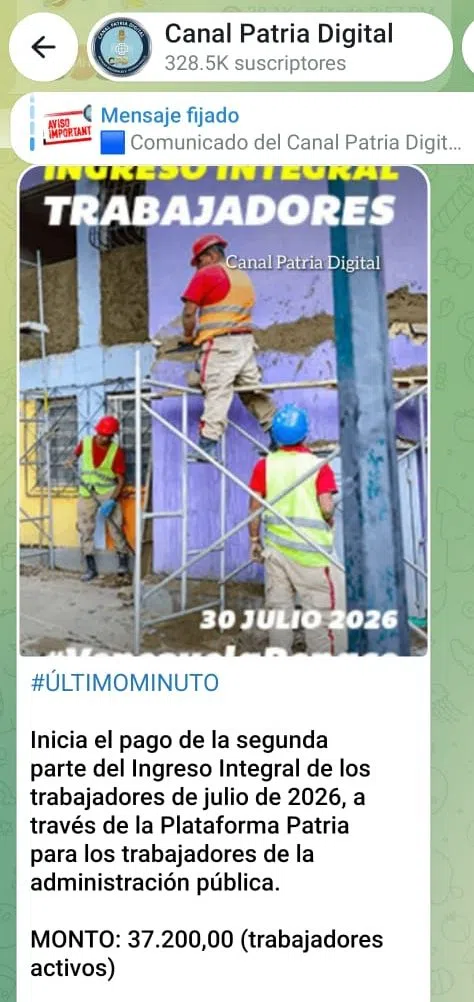 Ingreso Integral de Trabajadores Julio 2026