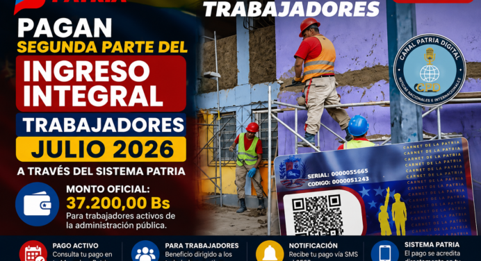Pagan segunda parte del Ingreso Integral de Trabajadores Julio 2026