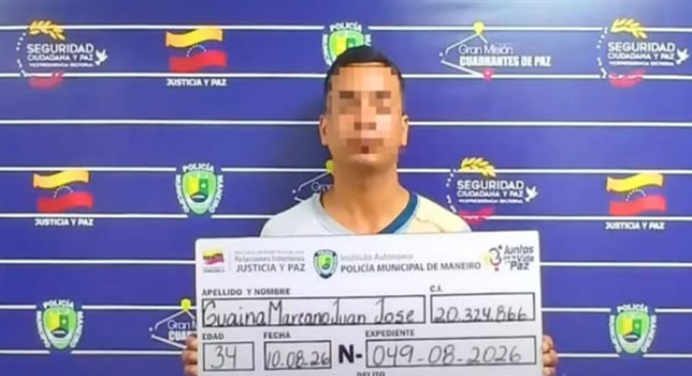 Detienen a hombre por agredir a expareja y huir en Maneiro