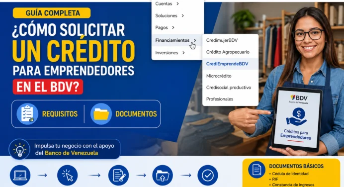 ¿Cómo solicitar un crédito para emprendedores en el BDV? Requisitos y documentos