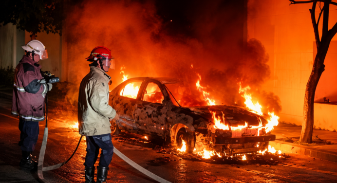 Vehículo se incendia cerca de la Plaza Bolívar de La Asunción y queda en pérdida total