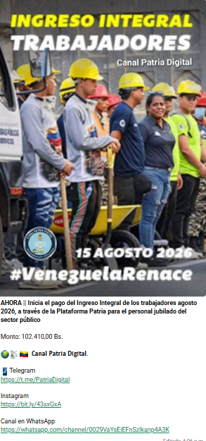 Inicia el pago del Ingreso Integral para jubilados en agosto 2026: monto de Bs. 102.410
