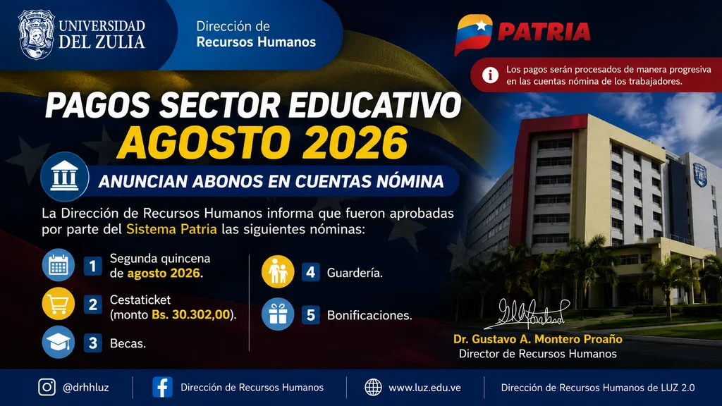 Pagos sector educativo agosto 2026 en cuentas nómina