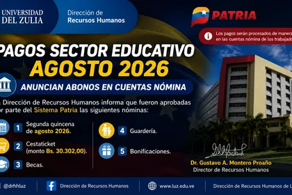 Pagos sector educativo agosto 2026 en cuentas nómina
