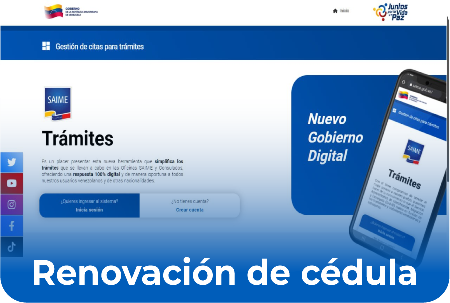 Renovación de cédula SAIME en línea