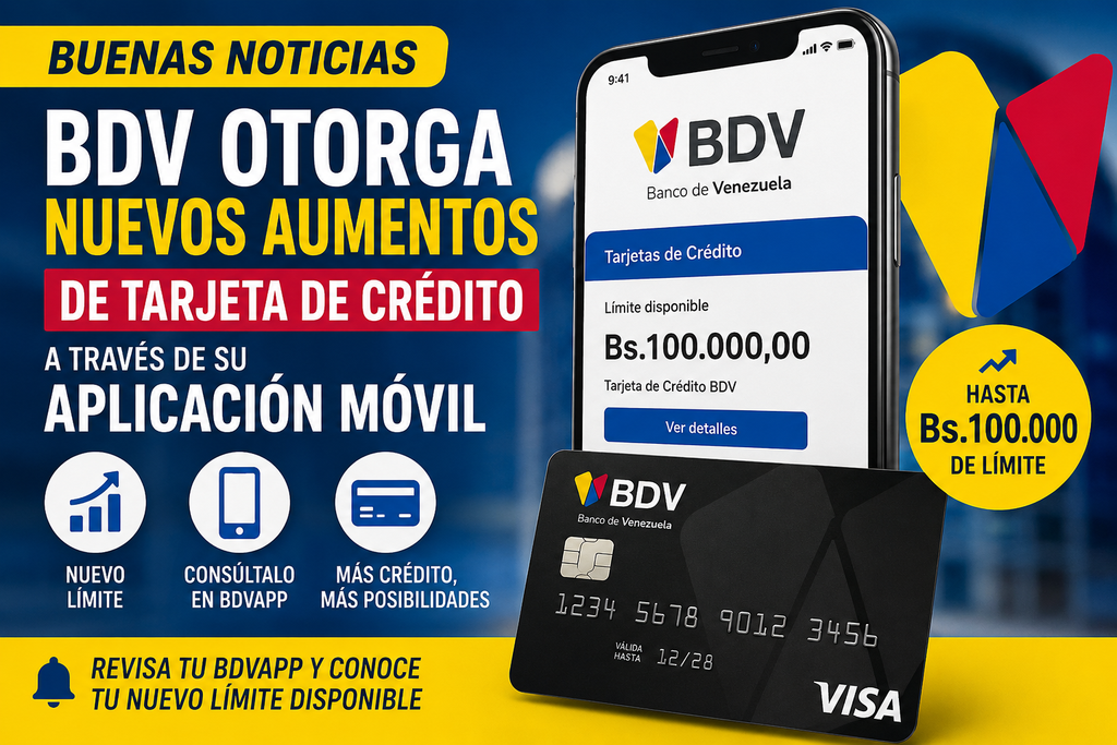BDV aumenta tarjeta de crédito: Nuevo límite y cómo consultarlo