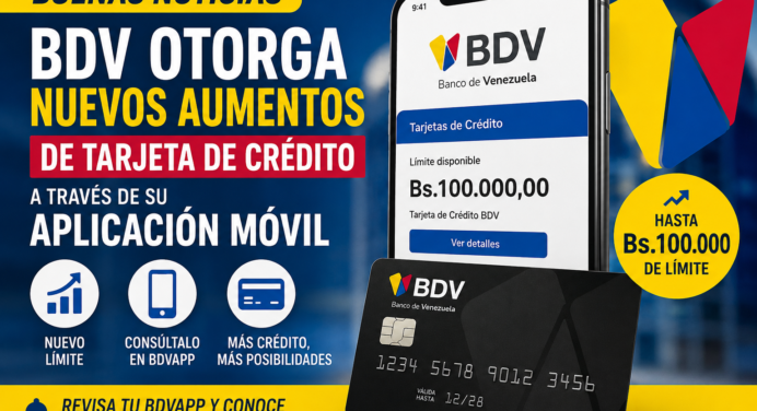 BDV aumenta tarjeta de crédito: Nuevo límite y cómo consultarlo