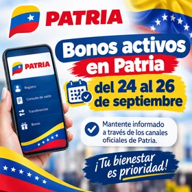 Bonos activos en Patria del 24 al 26 de septiembre