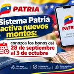 Sistema Patria activa nuevos montos: conozca los bonos del 28 de septiembre al 3 de octubre