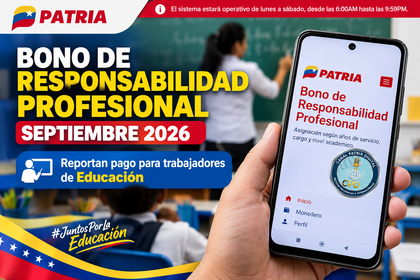 Bono de Responsabilidad Profesional Septiembre 2026 para trabajadores de Educación