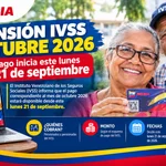 Pensión IVSS octubre 2026: pago este lunes 21 de septiembre