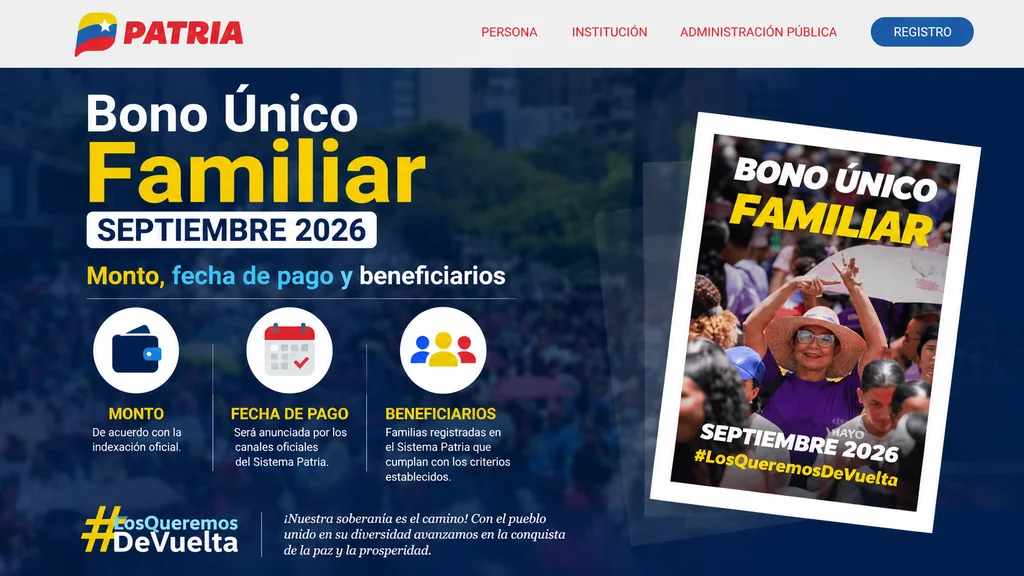 Bono Único Familiar septiembre 2026 pago por Sistema Patria