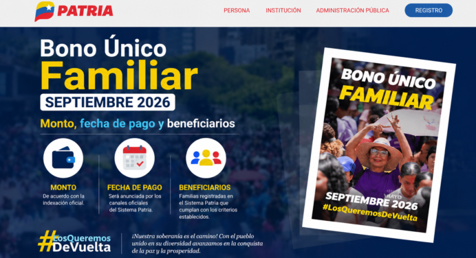 Bono Único Familiar Septiembre 2026: Monto, fecha de pago y beneficiarios