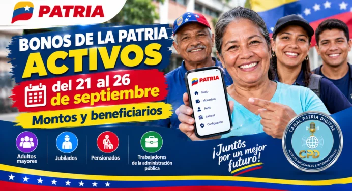Bonos de la Patria activos del 21 al 26 de septiembre: Montos y beneficiarios