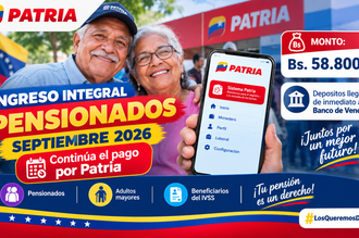 Ingreso Integral pensionados septiembre 2026: Continúa el pago por Patria
