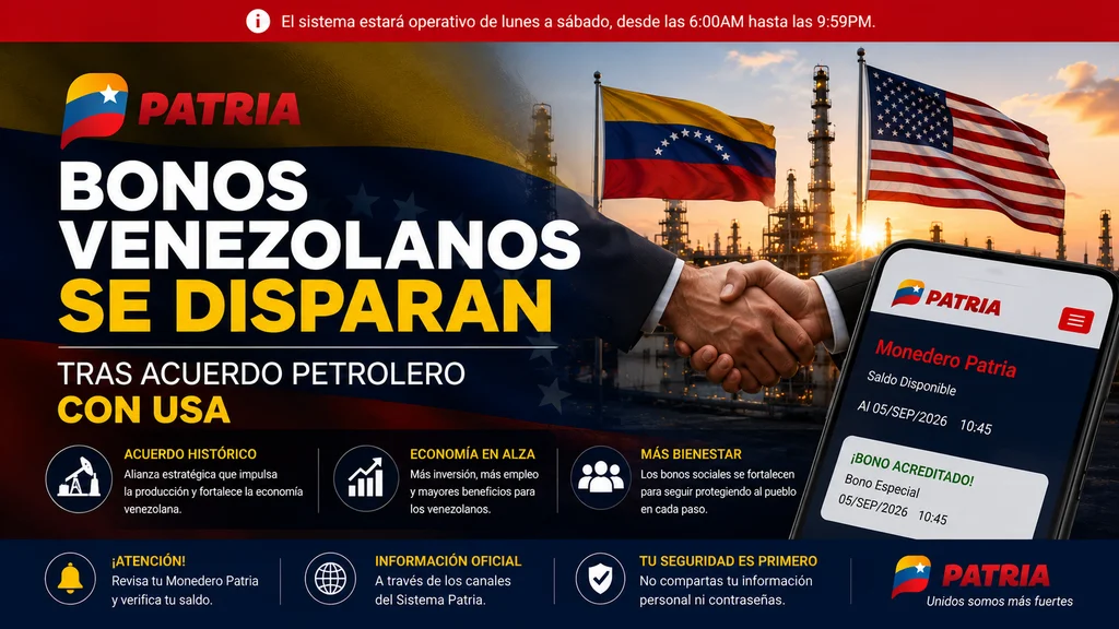 Bonos venezolanos suben tras acuerdo petrolero entre Estados Unidos y Venezuela