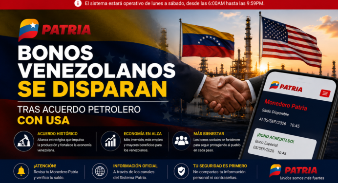 Bonos venezolanos se disparan tras acuerdo petrolero con USA