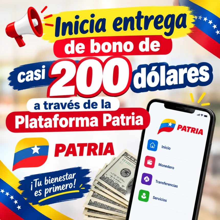Inicia entrega de bono de casi 200 dólares a través de la Plataforma Patria