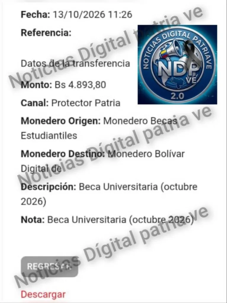 pago del bono octubre 2026 y la Beca Universitaria