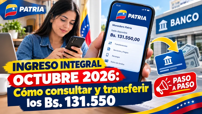 Ingreso Integral octubre 2026: Cómo consultar y transferir los Bs. 131.550